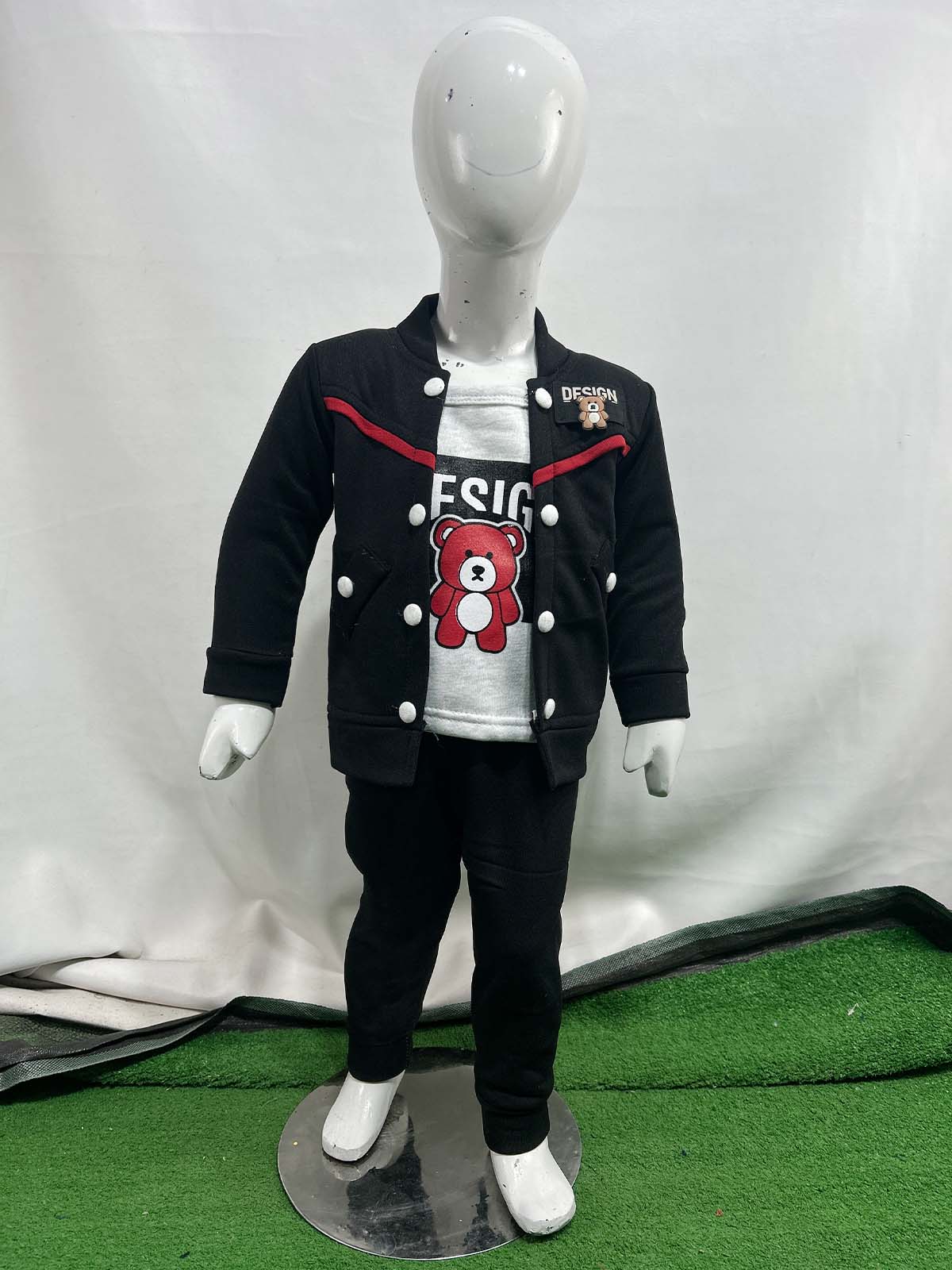 1Yr - 4Yrs Fleece Bear Black Suit For Kids SF BS566