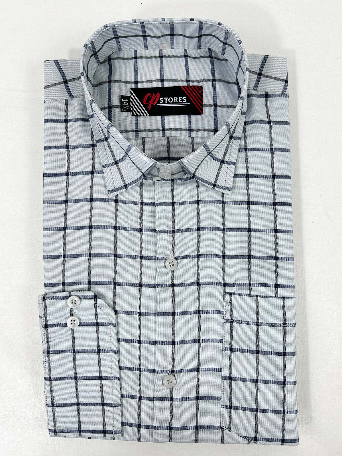 Grey Checks Formal Dress Shirt For Men MFS374