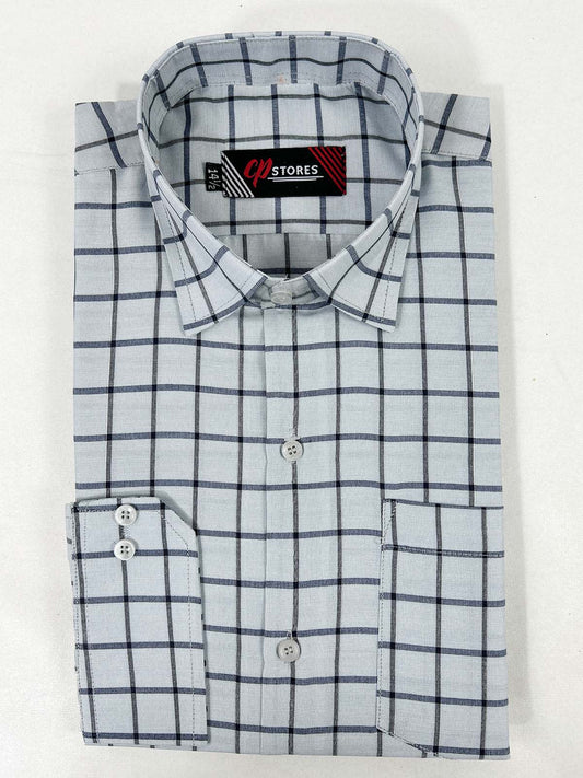Grey Checks Formal Dress Shirt For Men MFS374