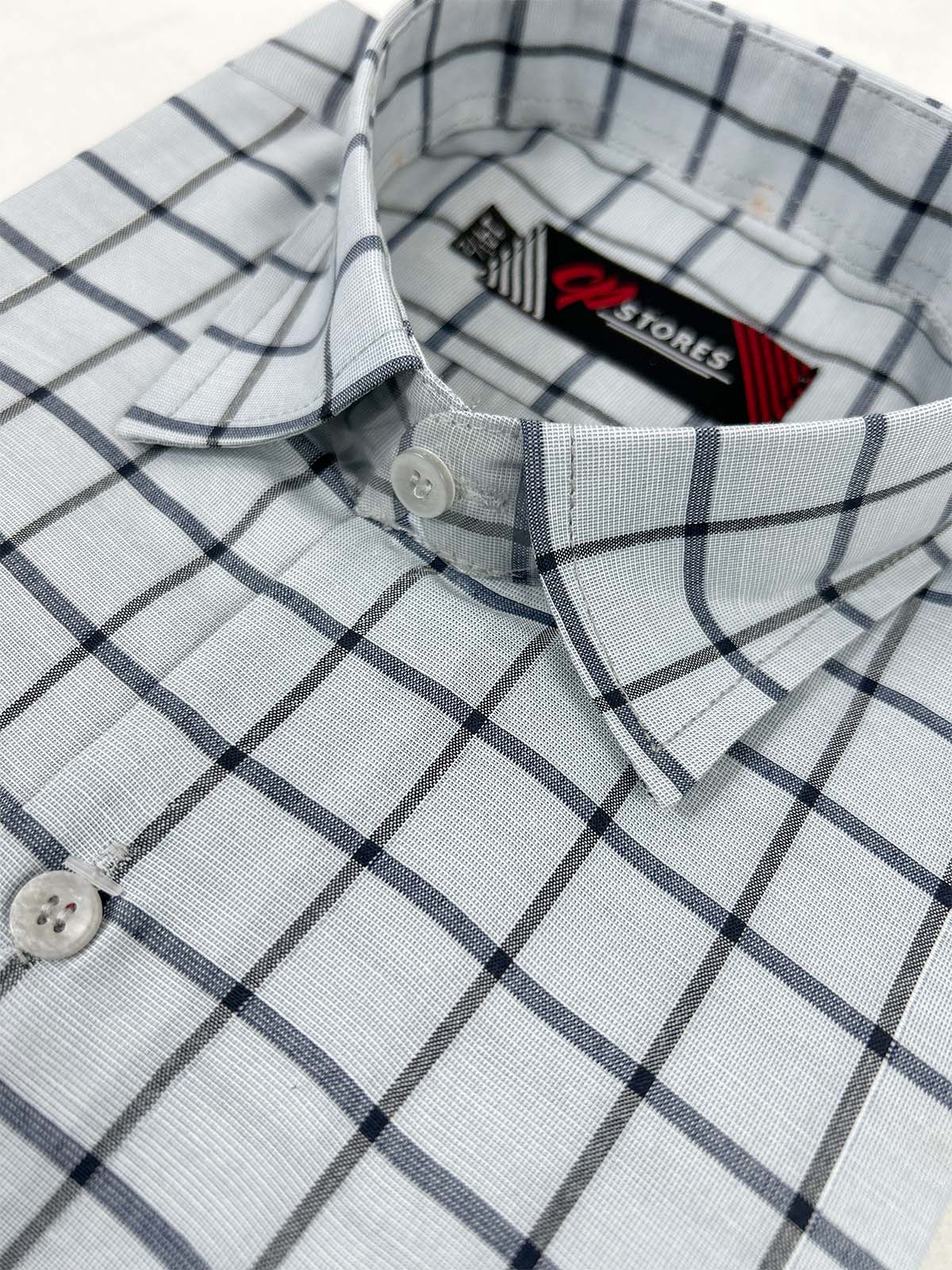 Grey Checks Formal Dress Shirt For Men MFS374