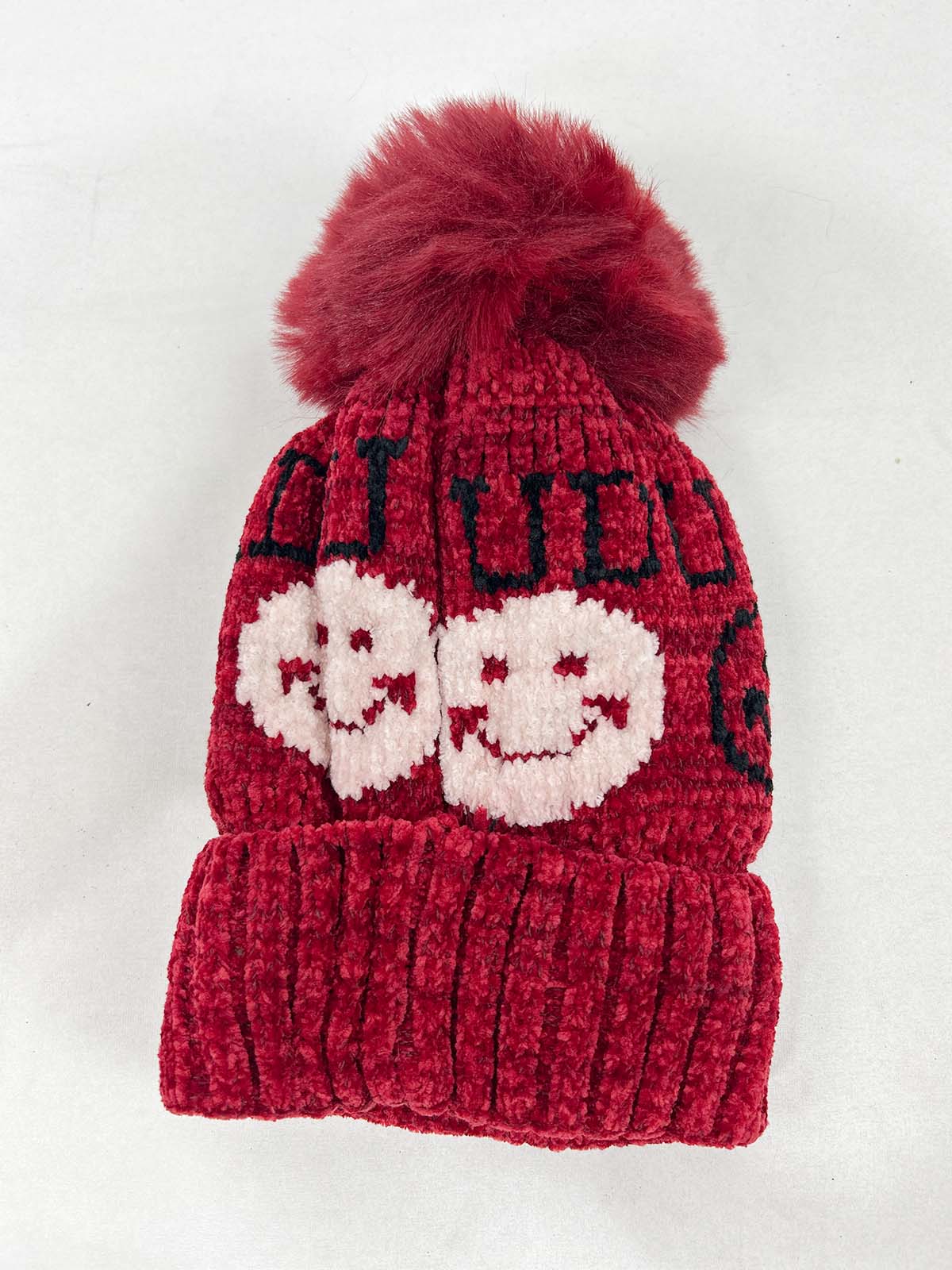 Smile Red Beanie Winter Cap For Kids BWC31