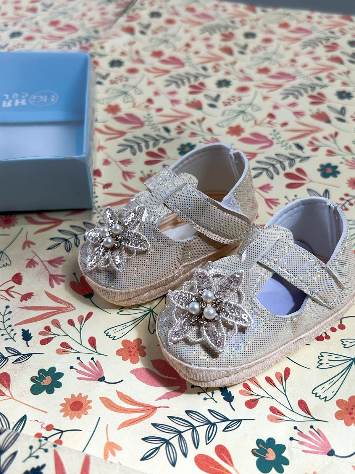 Fawn Floral Mary Jane Bootie For Newborn NB126