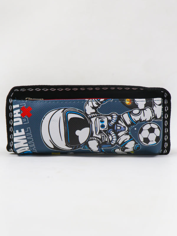 PB04 Zipper Pencil School Pouch For Kids Space Men Grey