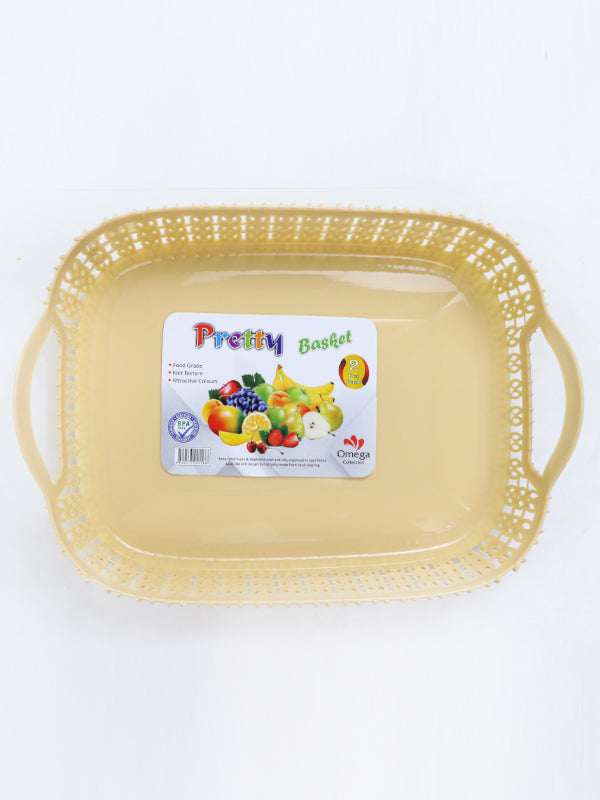 LIght Fawn Pack of 2 Multipurpose Tray Baskets for Fruits & Vegetables Storage