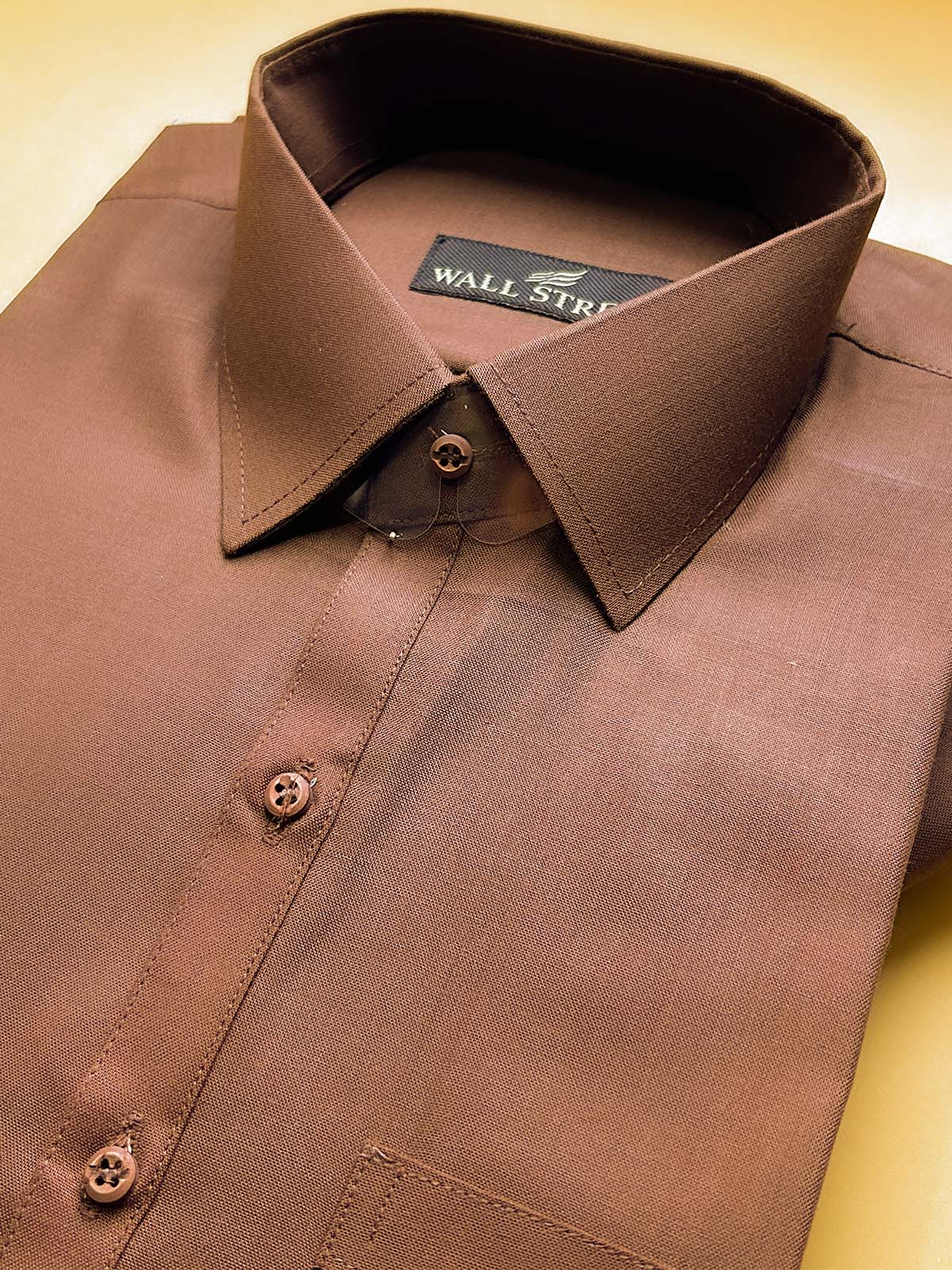 952-7 Brown Stitched Suit Shirt Collar Kameez Shalwar For Men MSK446