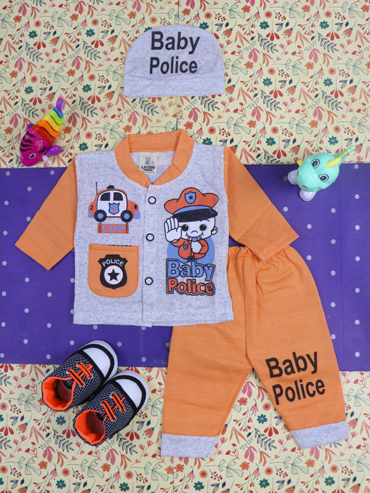 0Mth - 3Mth Police Orange Baba Suit For Newborns NBS87