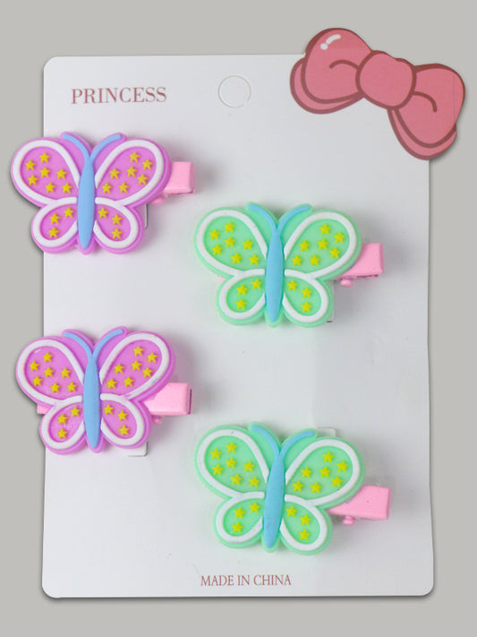 Pack Of 4 Butterfly Multicolor Hair Clips For Girls GHC48