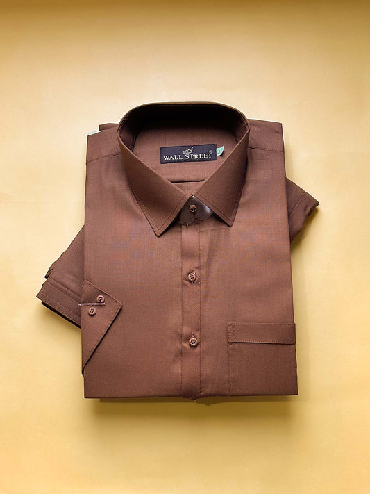 952-7 Brown Stitched Suit Shirt Collar Kameez Shalwar For Men MSK446