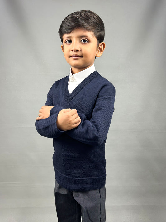 3Yrs - 8Yrs Navy Blue Full Sleeve Sweater For Kids KSW08