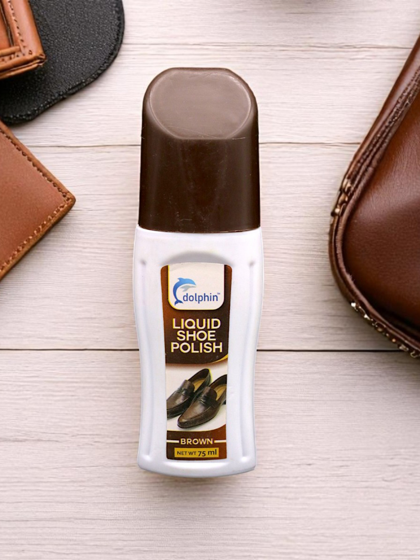 Dolphin Liquid Shoe Polish Brown 75ml SP07