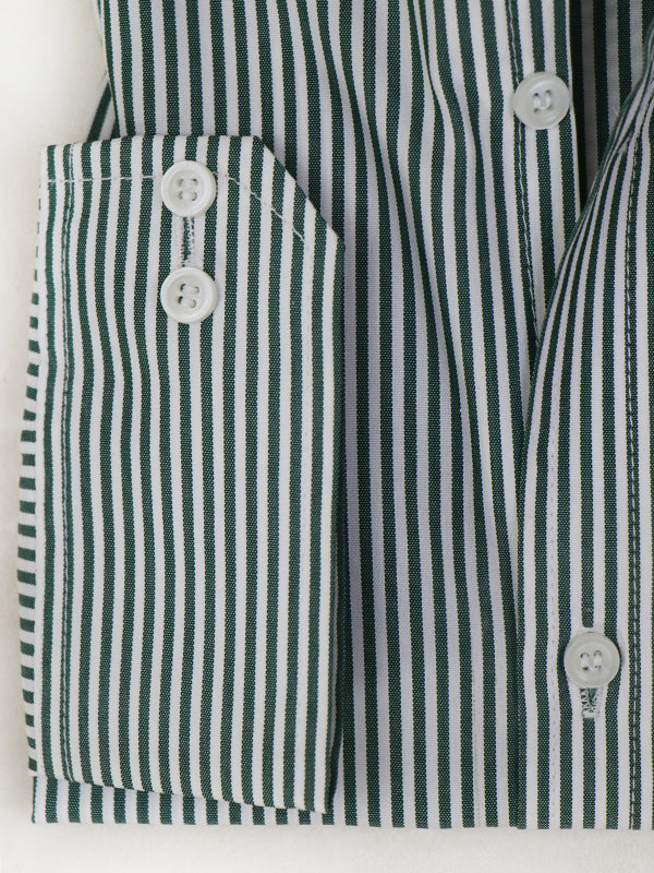 MFS08 Men's Formal Dress Shirt Green Lines