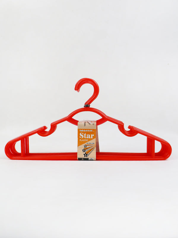 Plastic Clothes Hanger With Tie Rank Pack of 10 Red