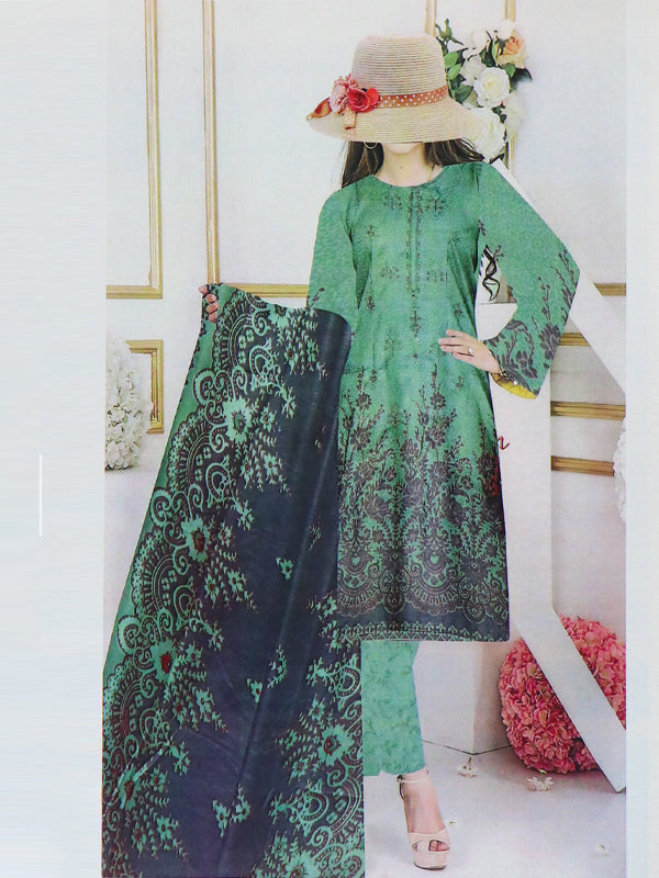 3Pcs Unstitched Digital Printed Lawn Suit For Women 22