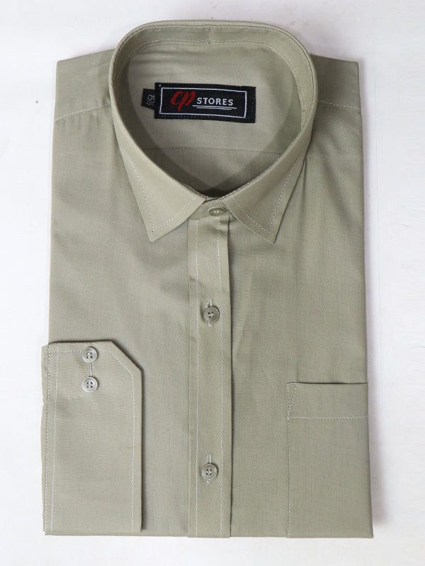 Khaki Plain Formal Dress Shirt For Men AZ MFS64