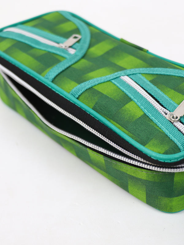 PB26 Checks Pencil Case for Kids Green