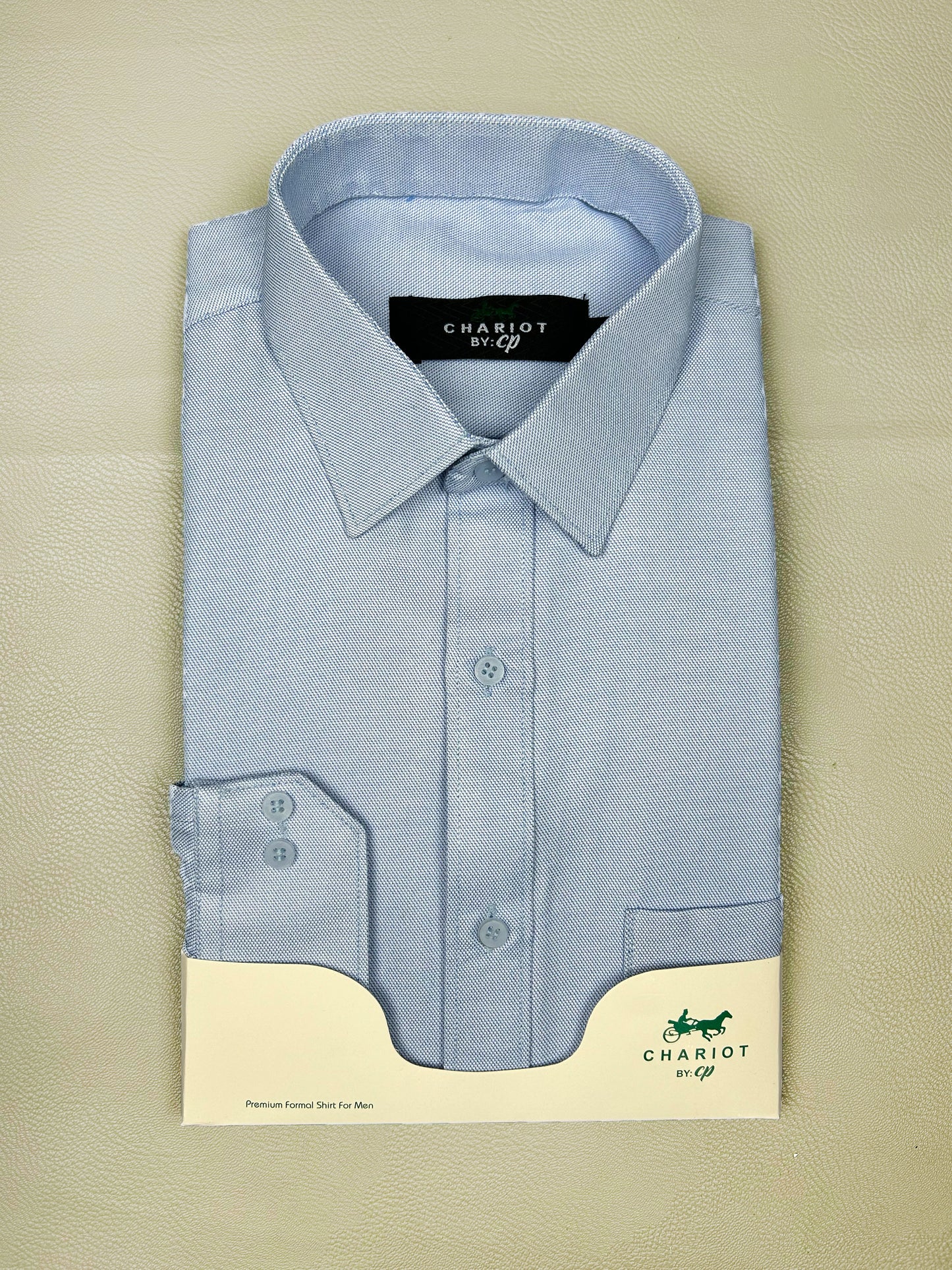 Light Blue Chambray Formal Dress Shirt For Men MFS178