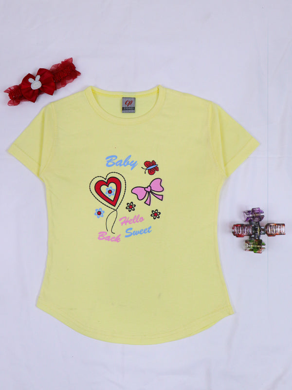 1 Yrs - 4 Yrs Baby Sweet Light Yellow T-Shirt For Girls MZ GTS12