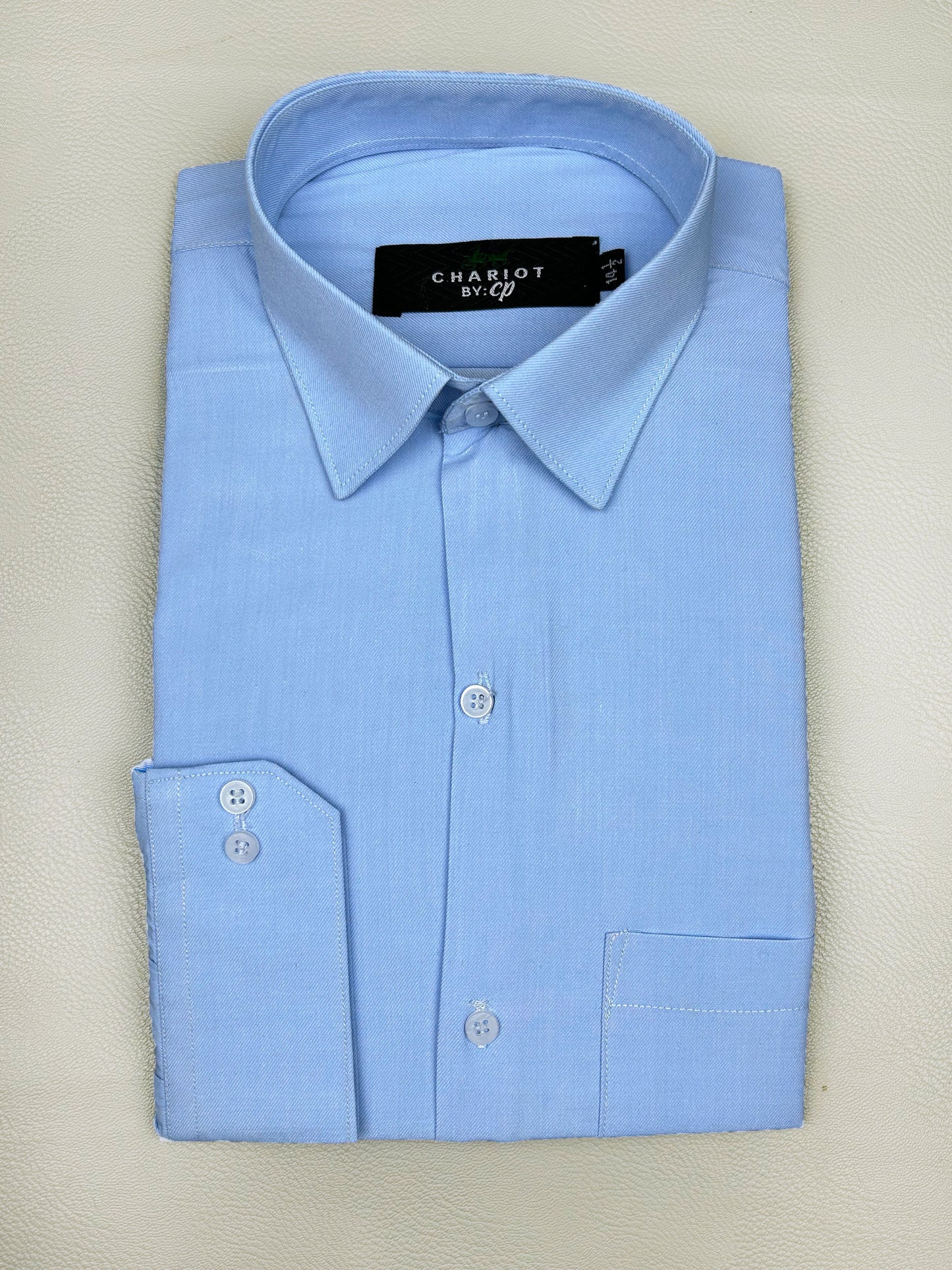 Sky Blue Plain Formal Dress Shirt For Men MFS164