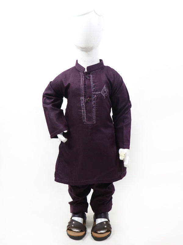 BKS25 IQ Boys Shalwar Kameez Suit 2Yrs - 14Yrs Dark Purple