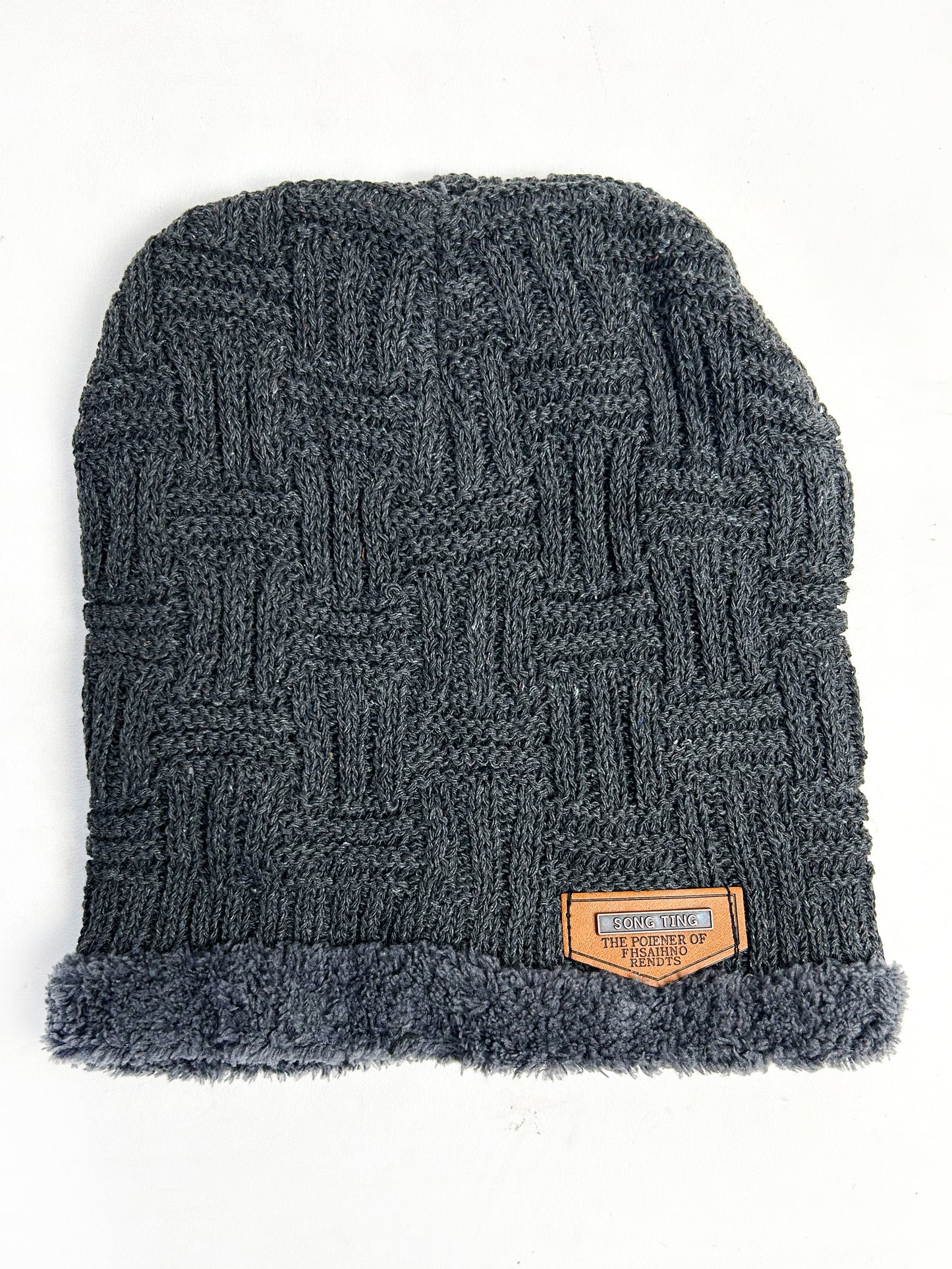 Dark Grey Multidesign Beanie Winter Cap For Men BWC03