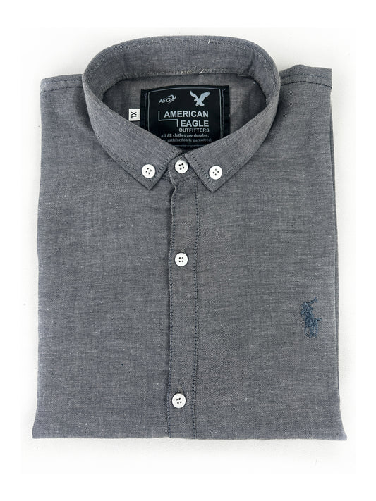 Light Grey Chambray Casual Shirt For Men MCS94