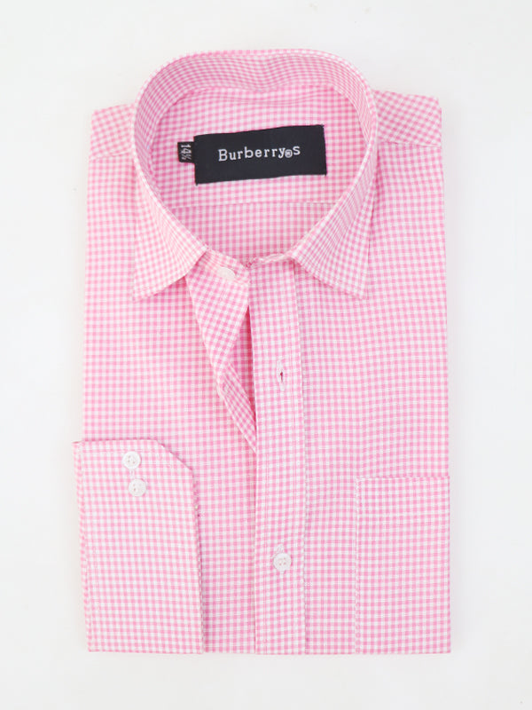 MFS12 Men's Formal Dress Shirt Light Pink Checks