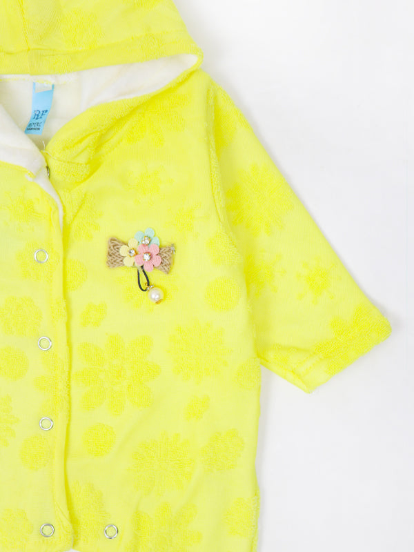 ATT Newborn Hooded Romper 3Mth - 9Mth Flower Yellow