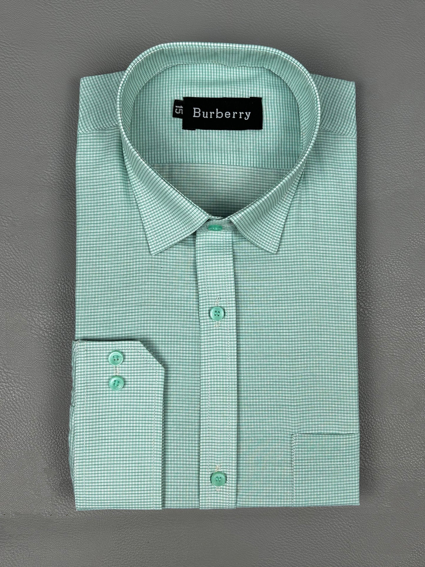 Light Green Small Checks Formal Dress Shirt For Men AZ MFS202