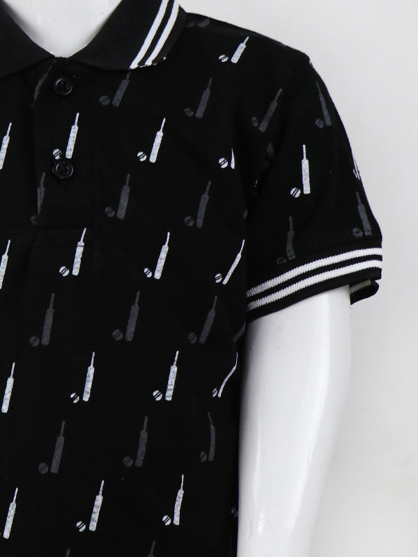 BTS01 MM Boys Polo T-Shirt 2.5Yrs - 8Yrs Batball Black