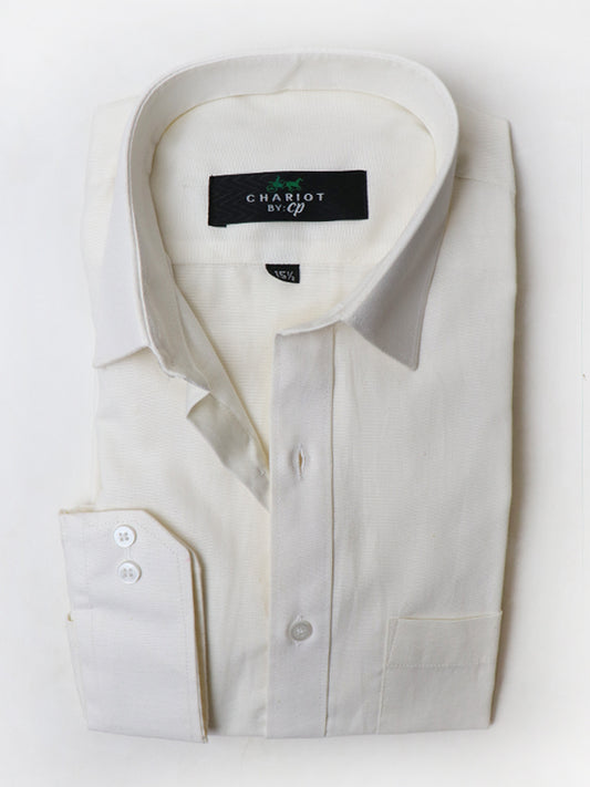 Z Men's Plain Chambray Formal Dress Shirt Off White