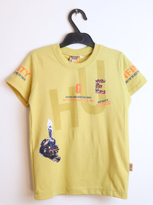 AJ Boys T-Shirt 2.5Yrs - 8 Yrs HU Light Yellow