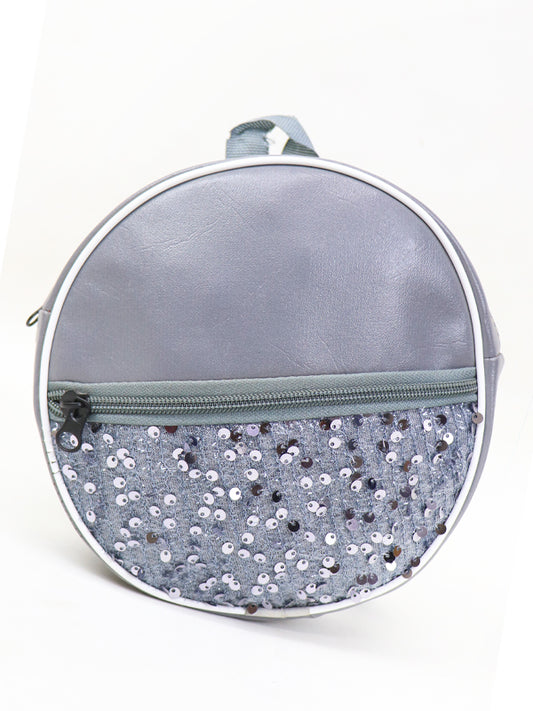 Fancy Round Glitter Bag for Girls Gray