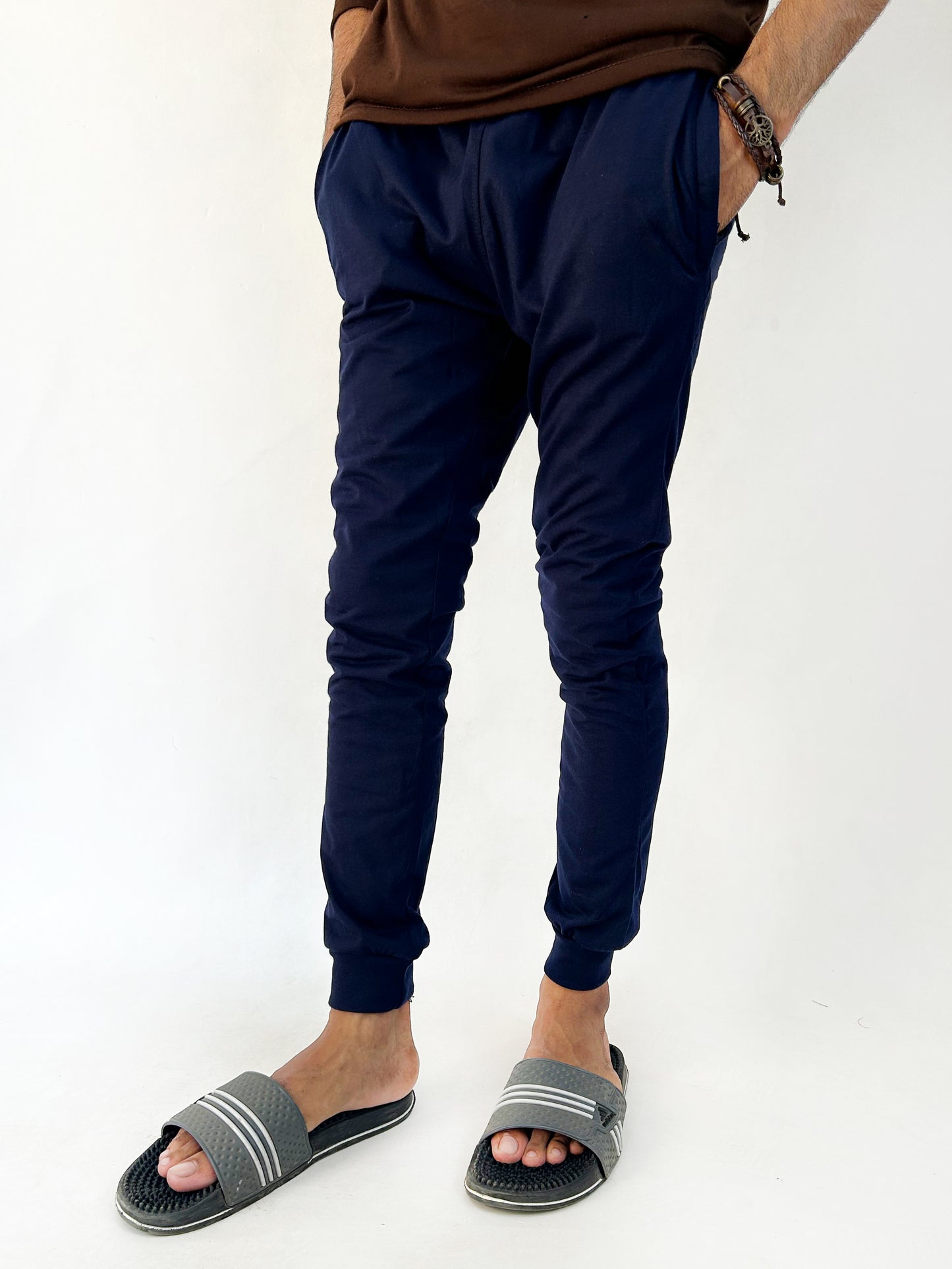 Navy Blue Plain Jersey Trouser For Men SN MT100