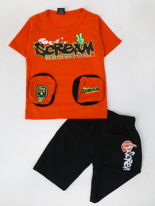 BS28 NJ Kids Suit 1Yr - 4Yrs Scream Dark Orange