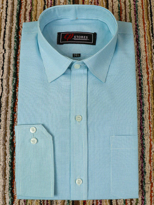 Sky Blue Lines Formal Dress Shirt For Mens AZ MFS61