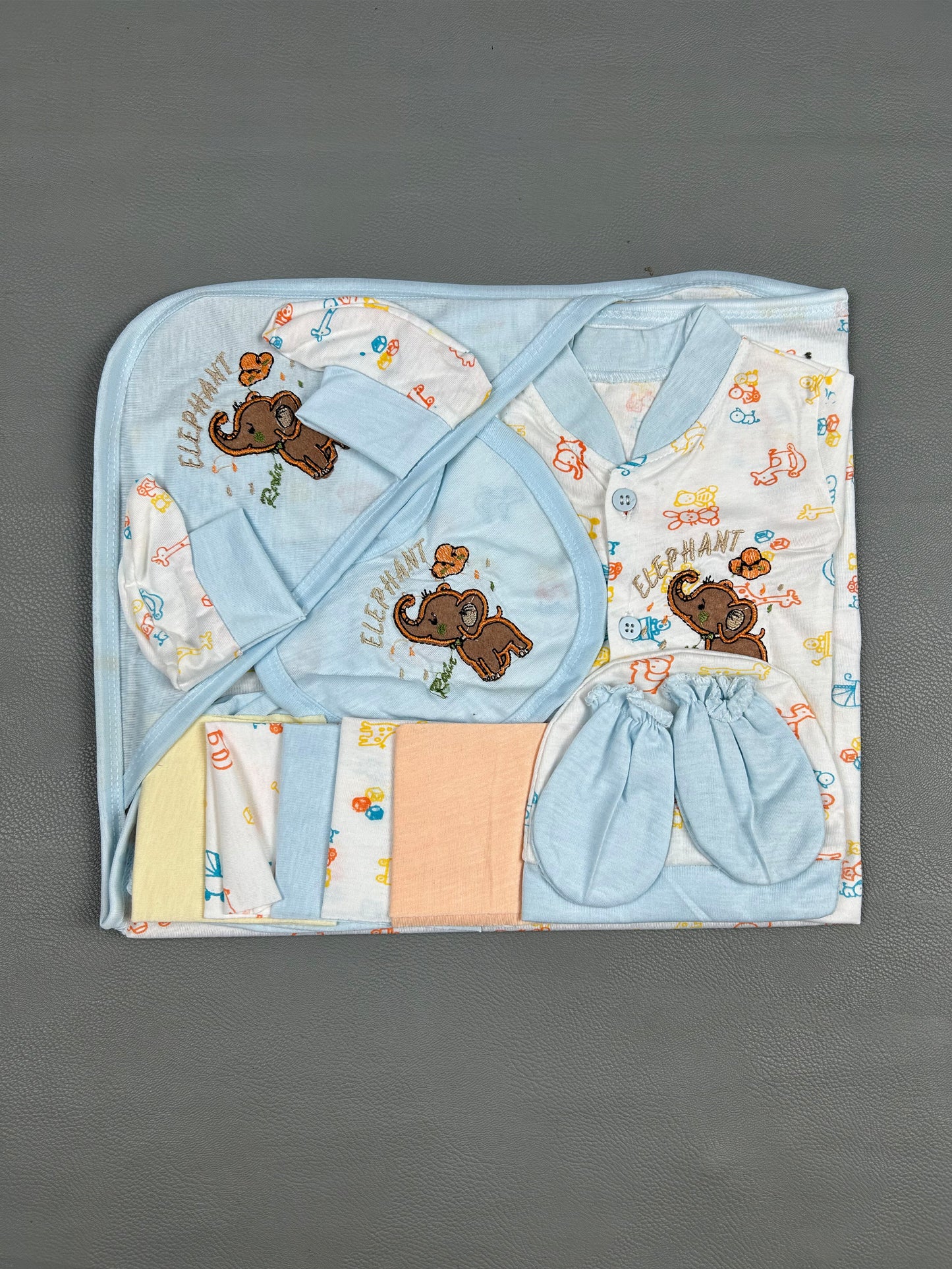 0Mth - 3Mth Elephant Light Blue 12Pcs Gift Set For Newborn NBGS129