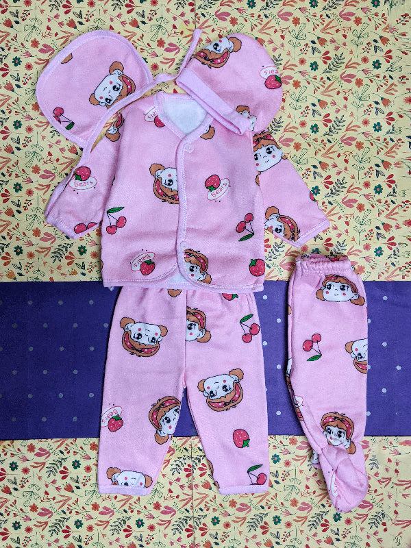 0Mth - 4Mth Pink 5Pcs Fleece Suit For Newborn BG NBGS58