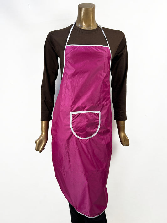 Dark Pink Plain Kitchen Cooking Apron With Front-Pocket KA01