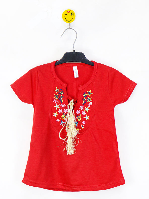 AM Girls T-Shirt 2.5 Yrs - 7 Yrs Micro Stars Red