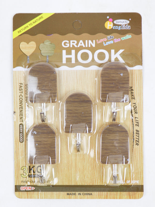 Set of 5 Grain Wall Hooks