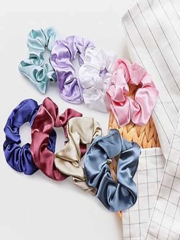 Pack Of 5 Hair Scrunchies - Multicolor & Multidesign