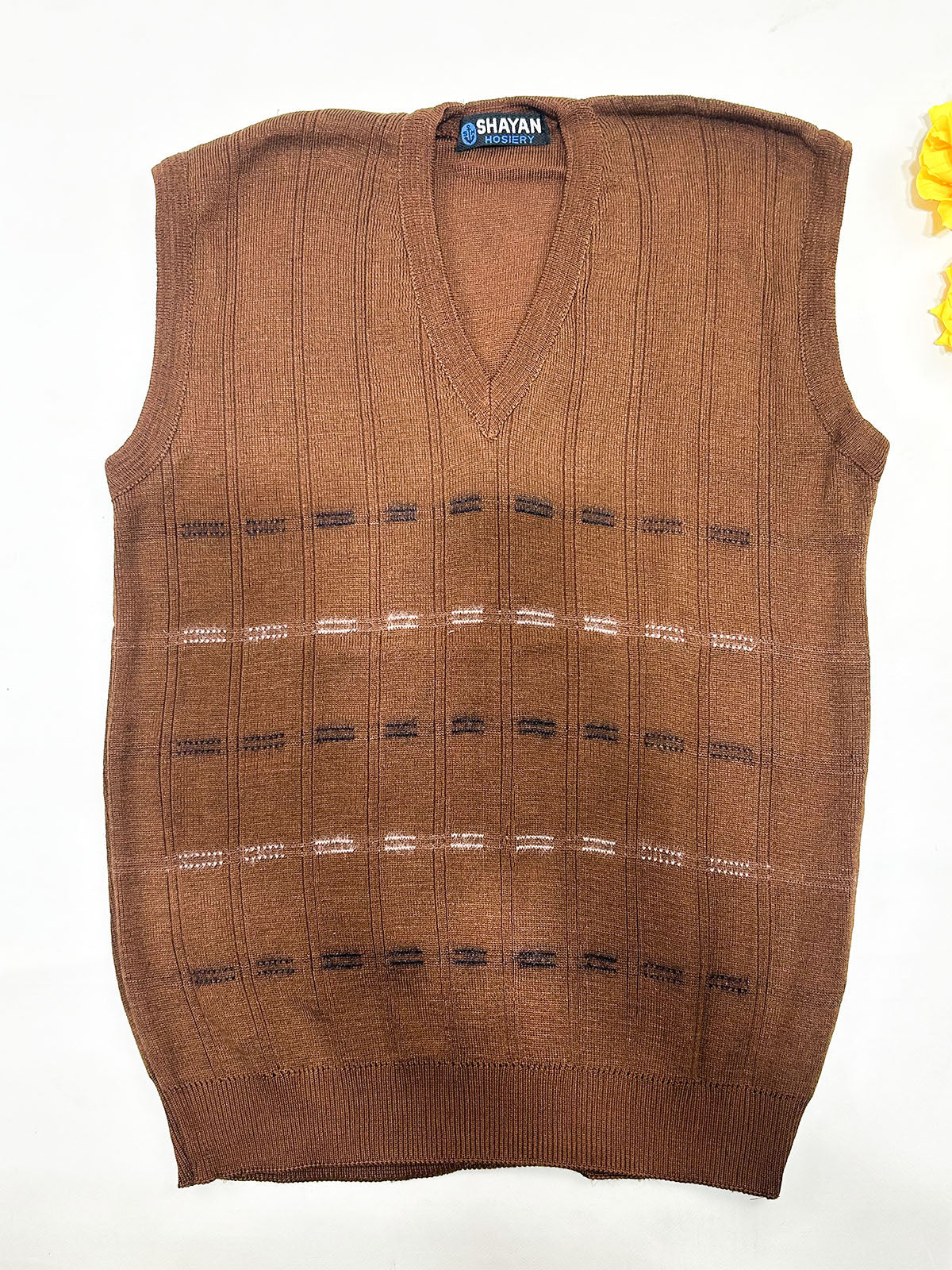 Rust Sleeveless Sweater for Men MSW81