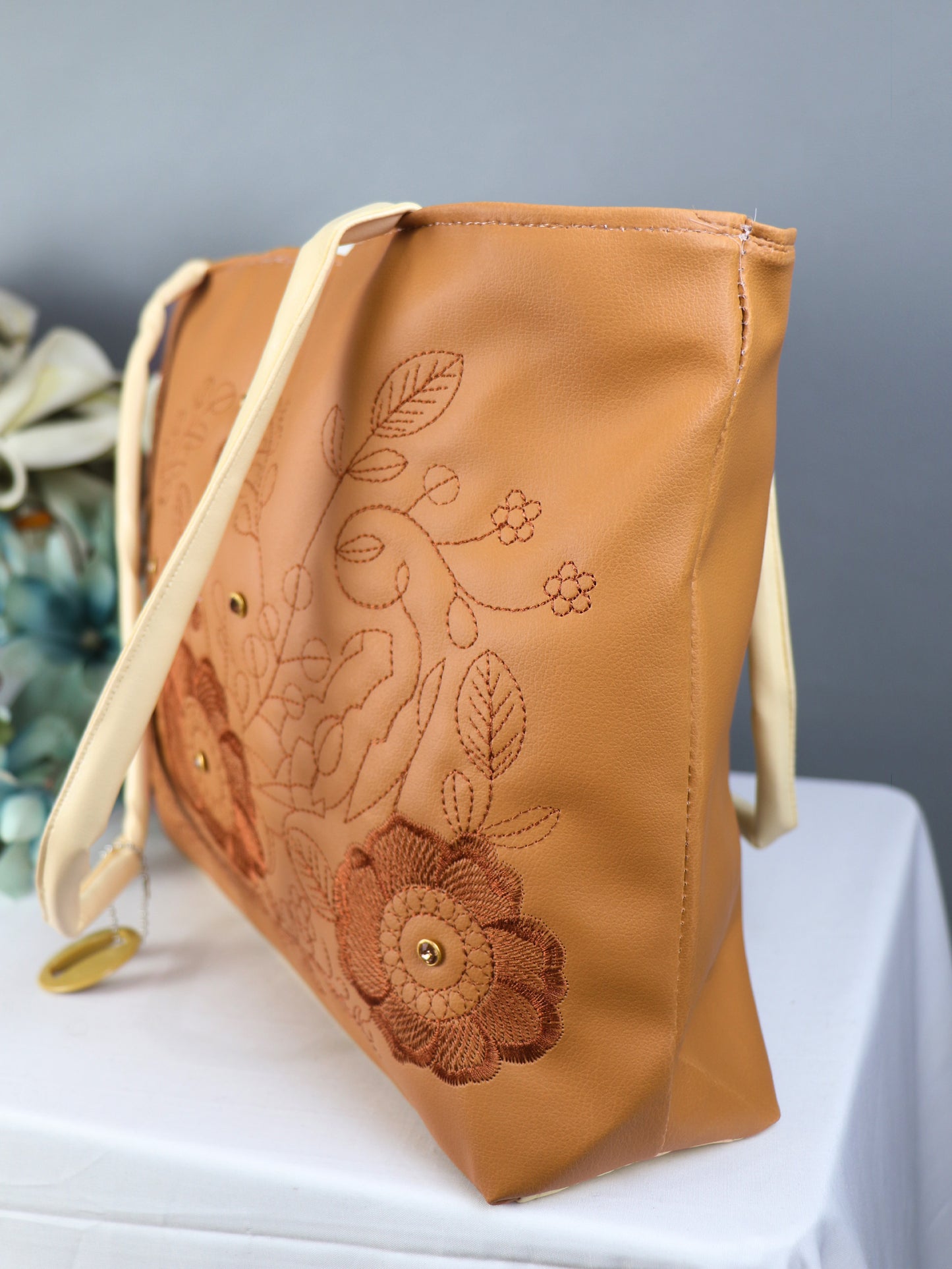 Women's Flower Handbag Mustard
