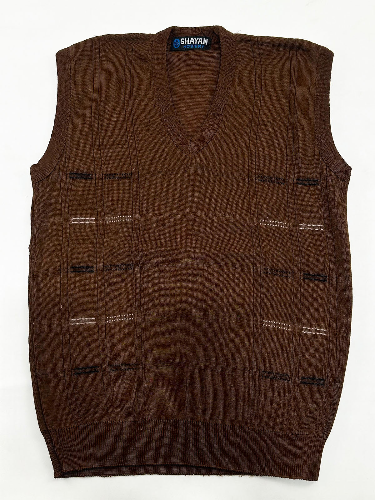 Rust Brown Sleeveless Sweater for Men MSW87