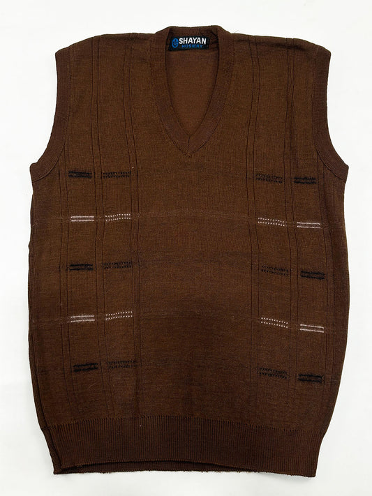 Rust Brown Sleeveless Sweater for Men MSW87