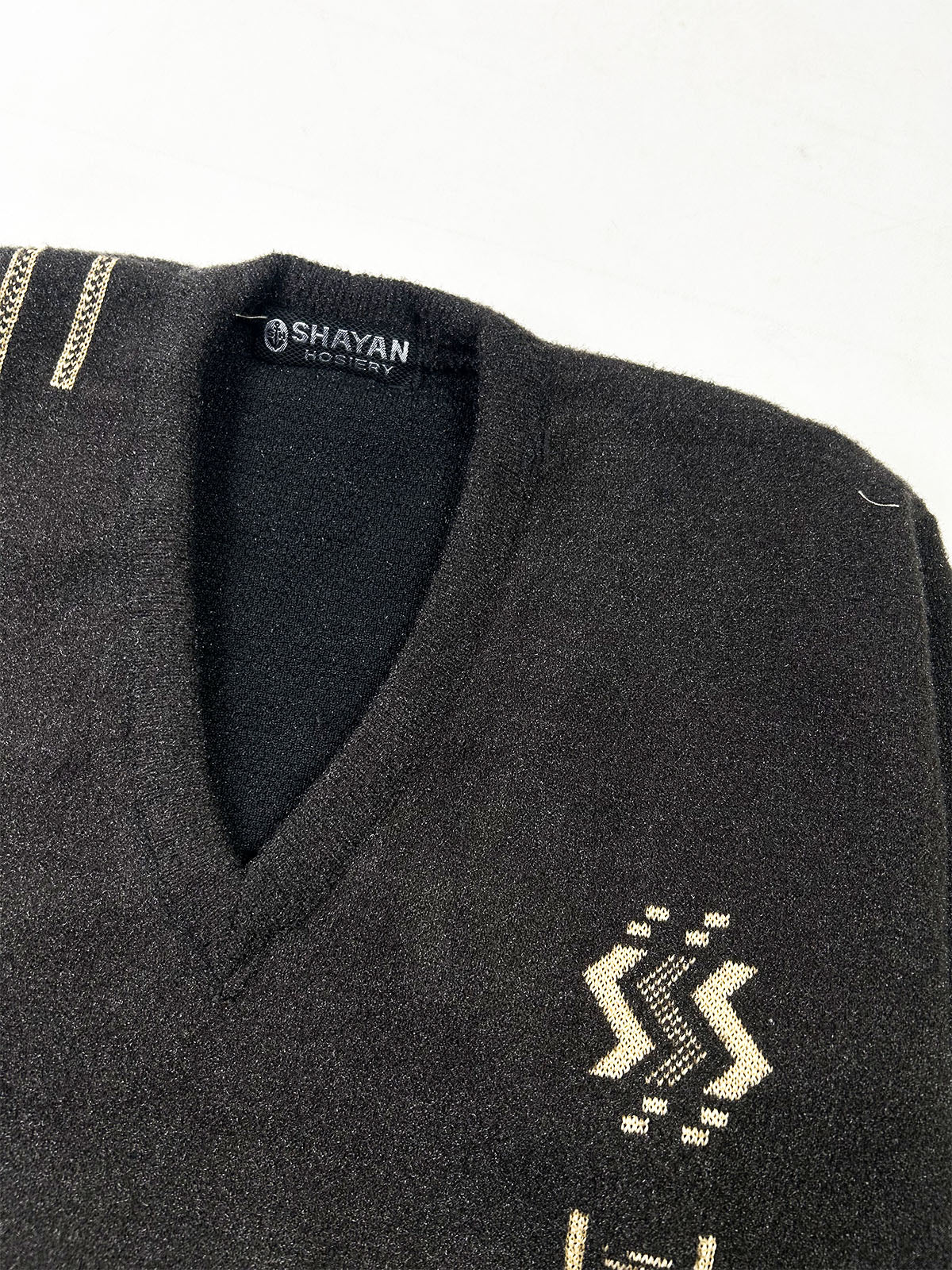 Royal Charcoal Embroidered V-Neck Full Sleeves Sweater For Men MSW89
