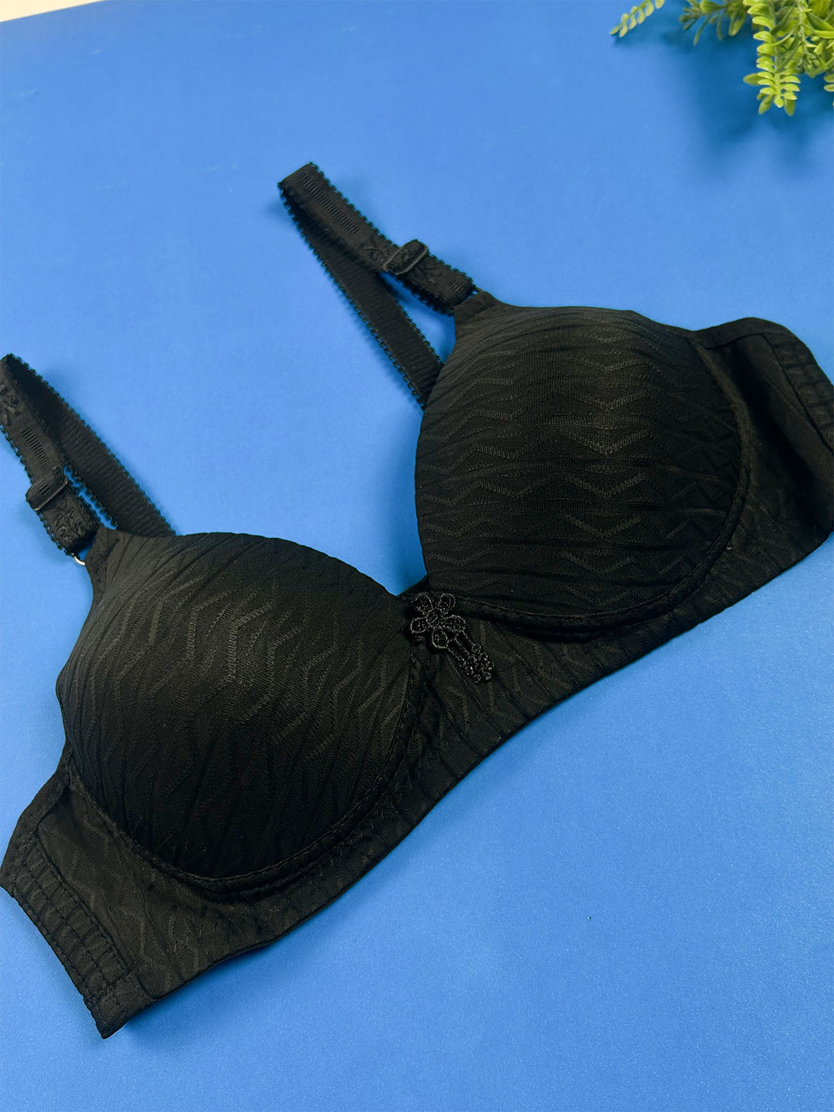 Black Textured Bra for Girls and Women LB89