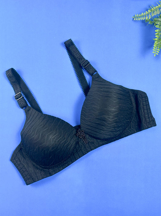 Black Textured Bra for Girls and Women LB89
