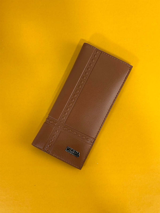 Light Brown Syn-Leather Long Wallet For Men MW89