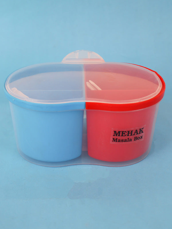 4 Compartment Spice Box With Spoons Multicolor